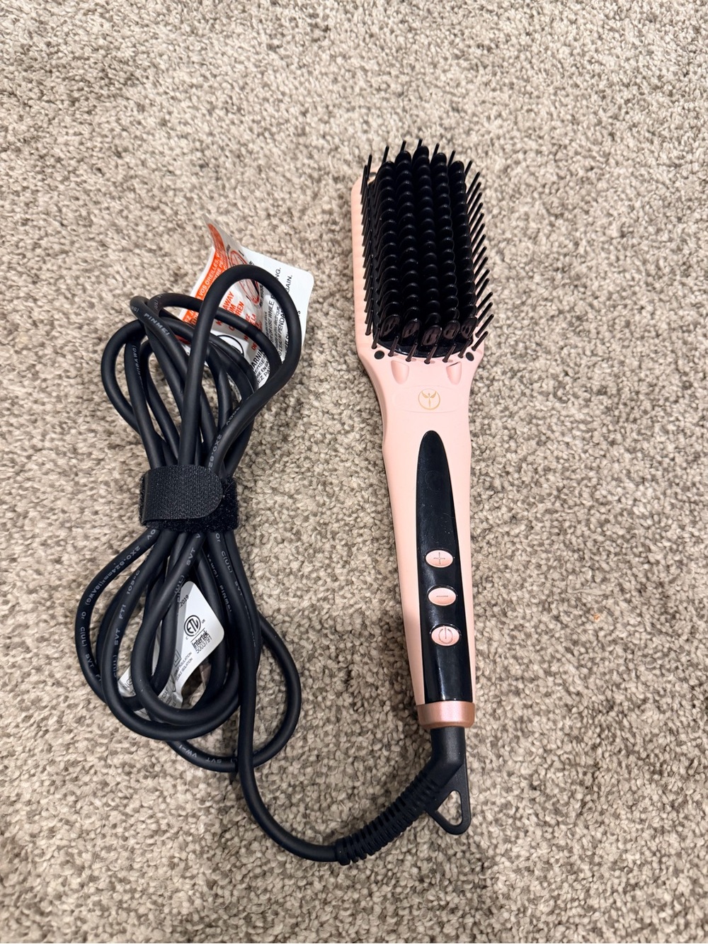 Lange Pink Rose Gold Heated Straightening Brush LIKE NEW!